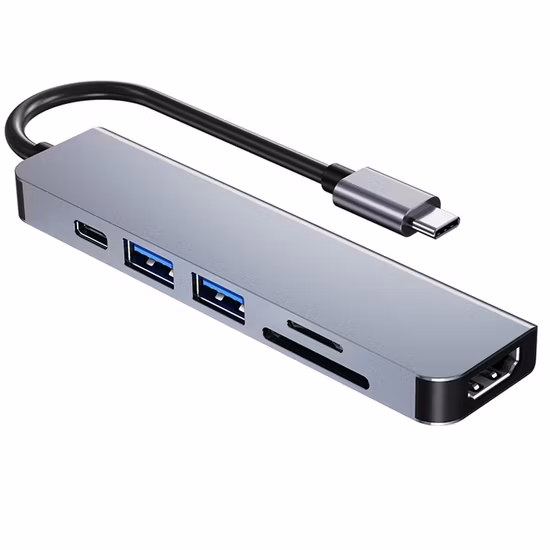 6 in 1 Type-C - HDMI+USB3.0*1+USB2.0*1+Pd+SD+TF USB-C 도킹 스테이션 어댑터